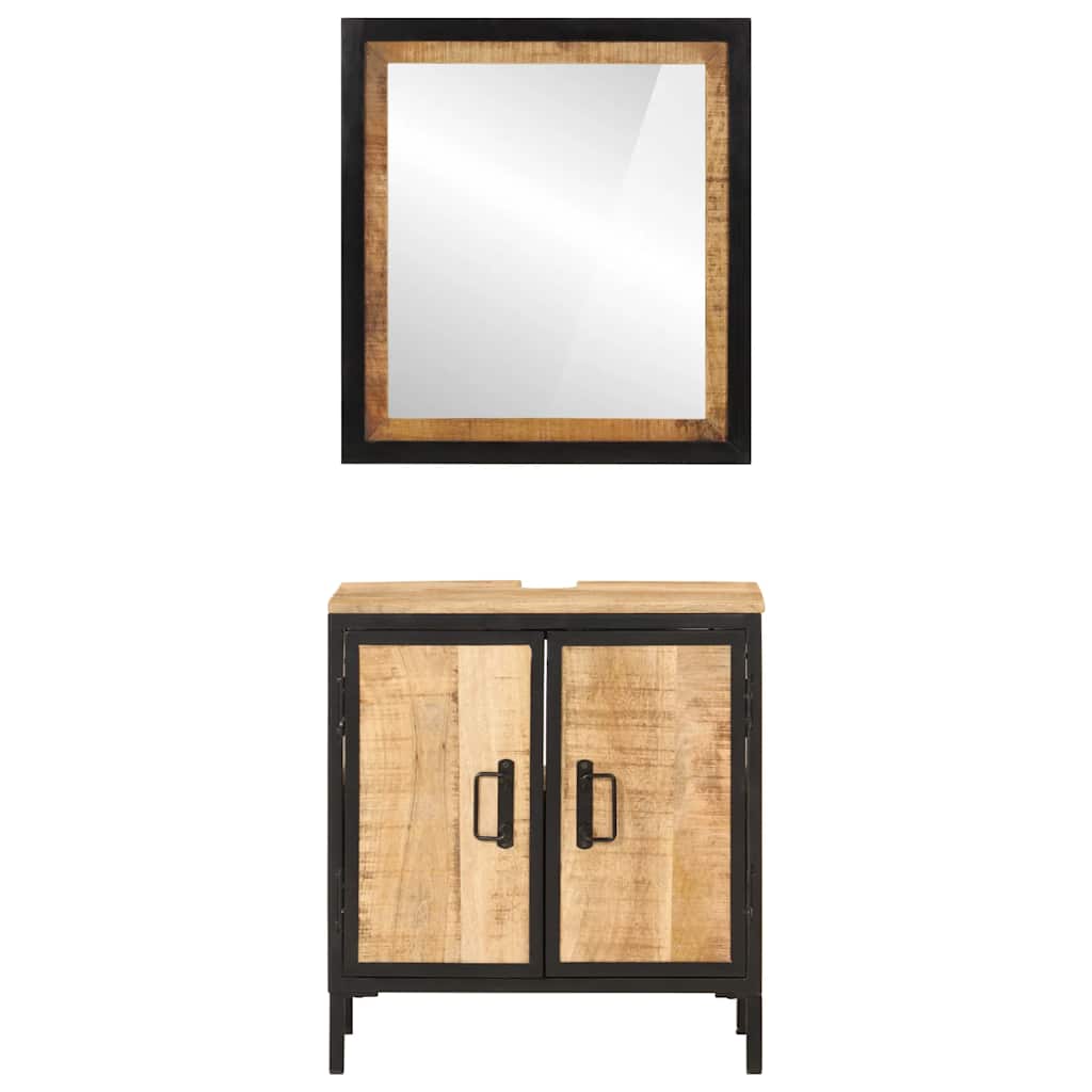Ensemble de meubles salle de bain 2 pcs fer et bois de manguier