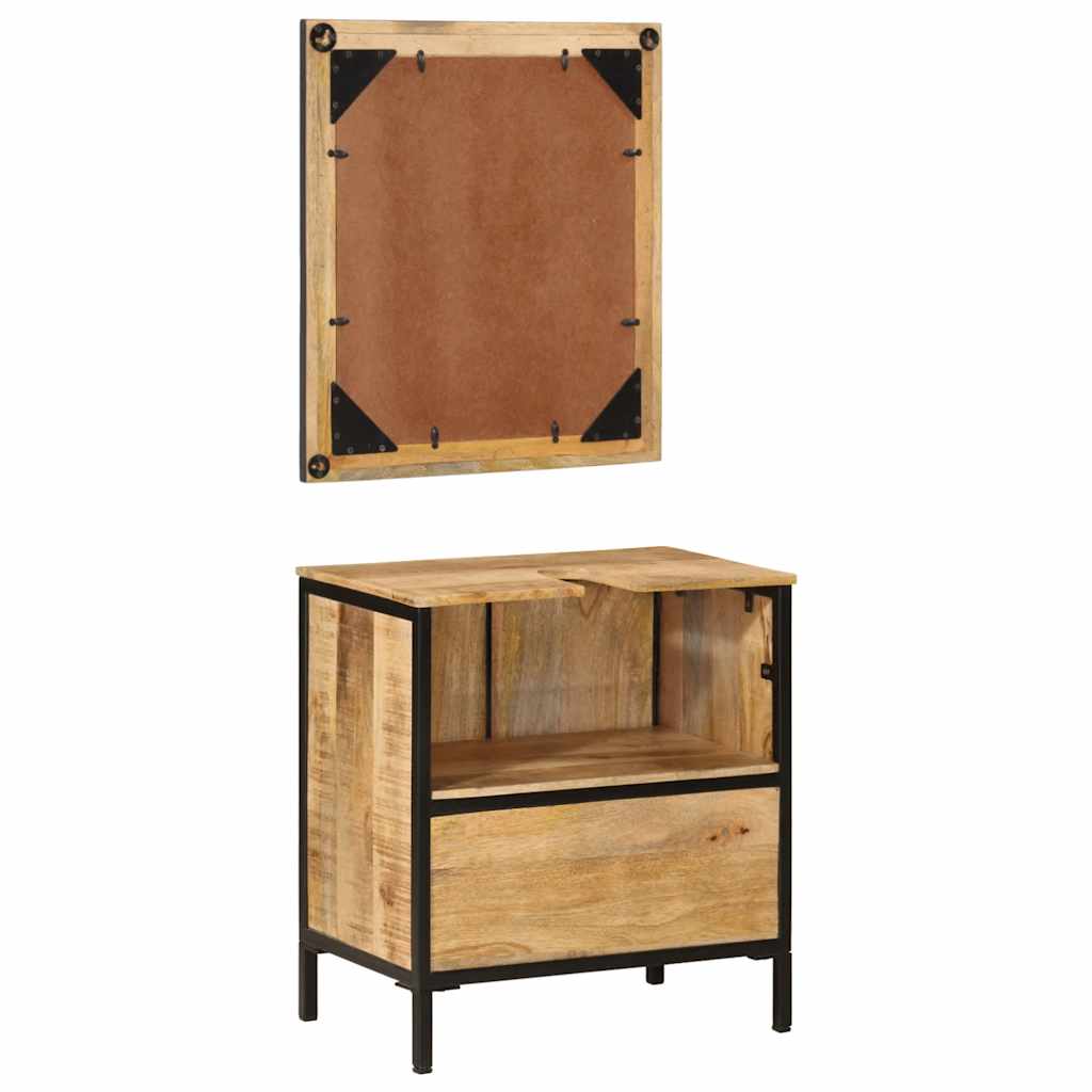 Ensemble de meubles salle de bain 2 pcs fer et bois de manguier