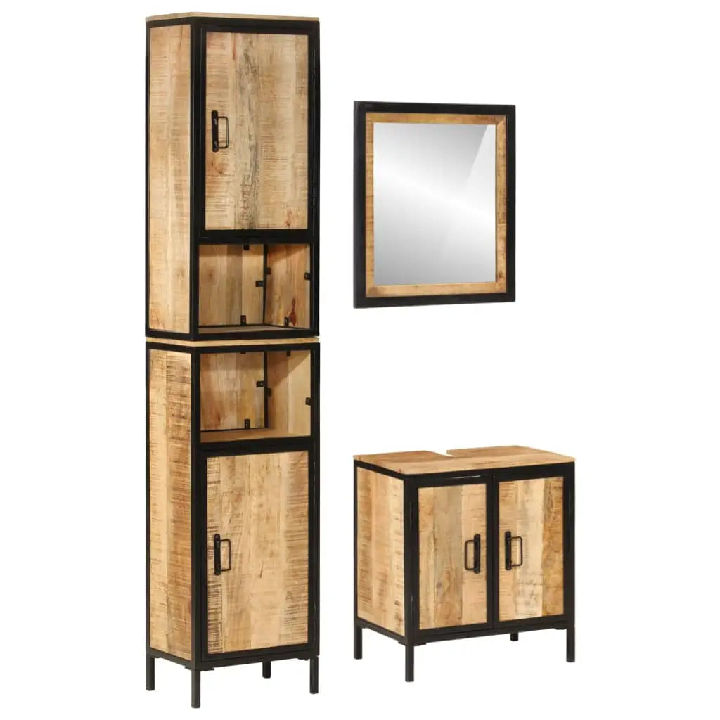 Ensemble de meubles salle de bain 3 pcs fer et bois de manguier - XIOS