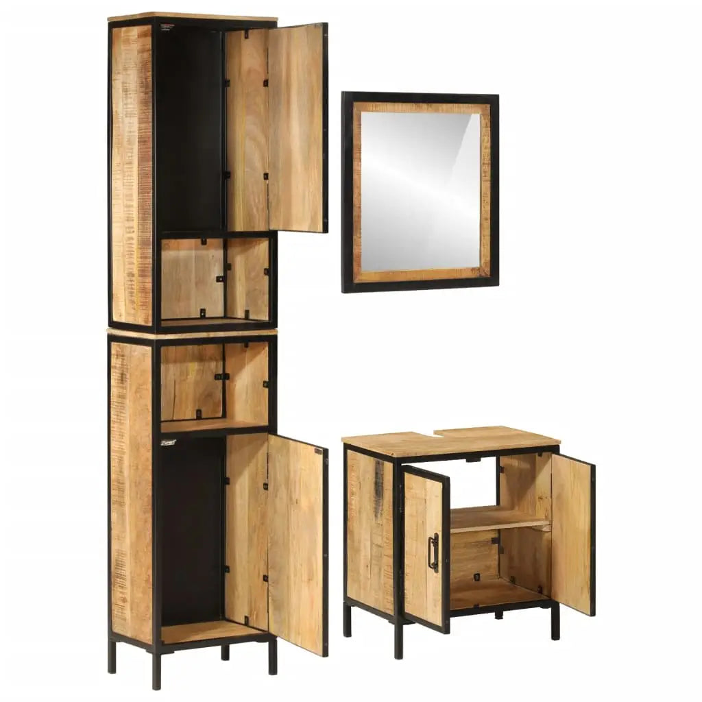 Ensemble de meubles salle de bain 3 pcs fer et bois de manguier - XIOS