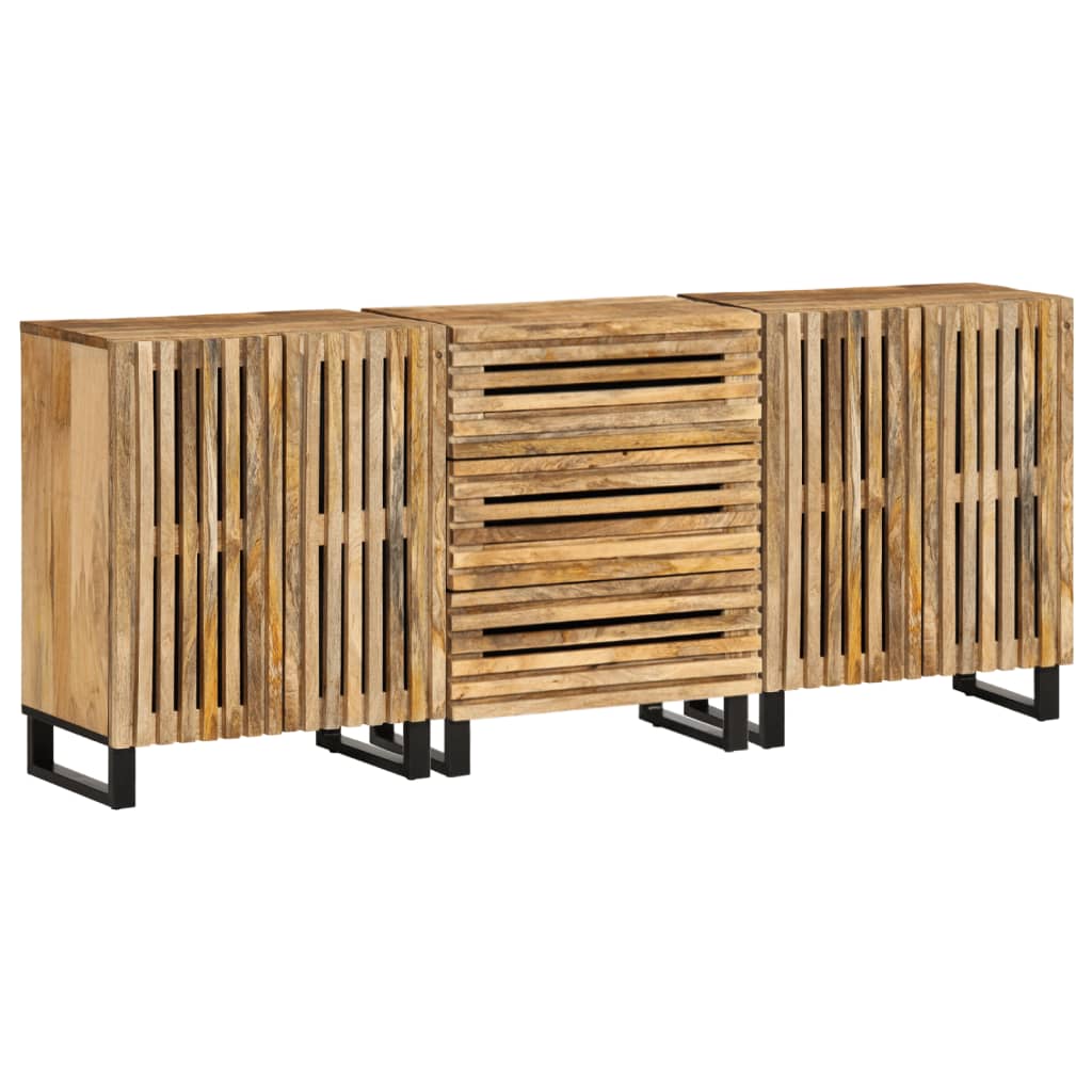 Buffets 3 pcs 60x34x75 cm bois de manguier massif brut - XIOS