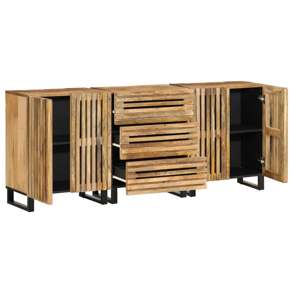 Buffets 3 pcs 60x34x75 cm bois de manguier massif brut - XIOS