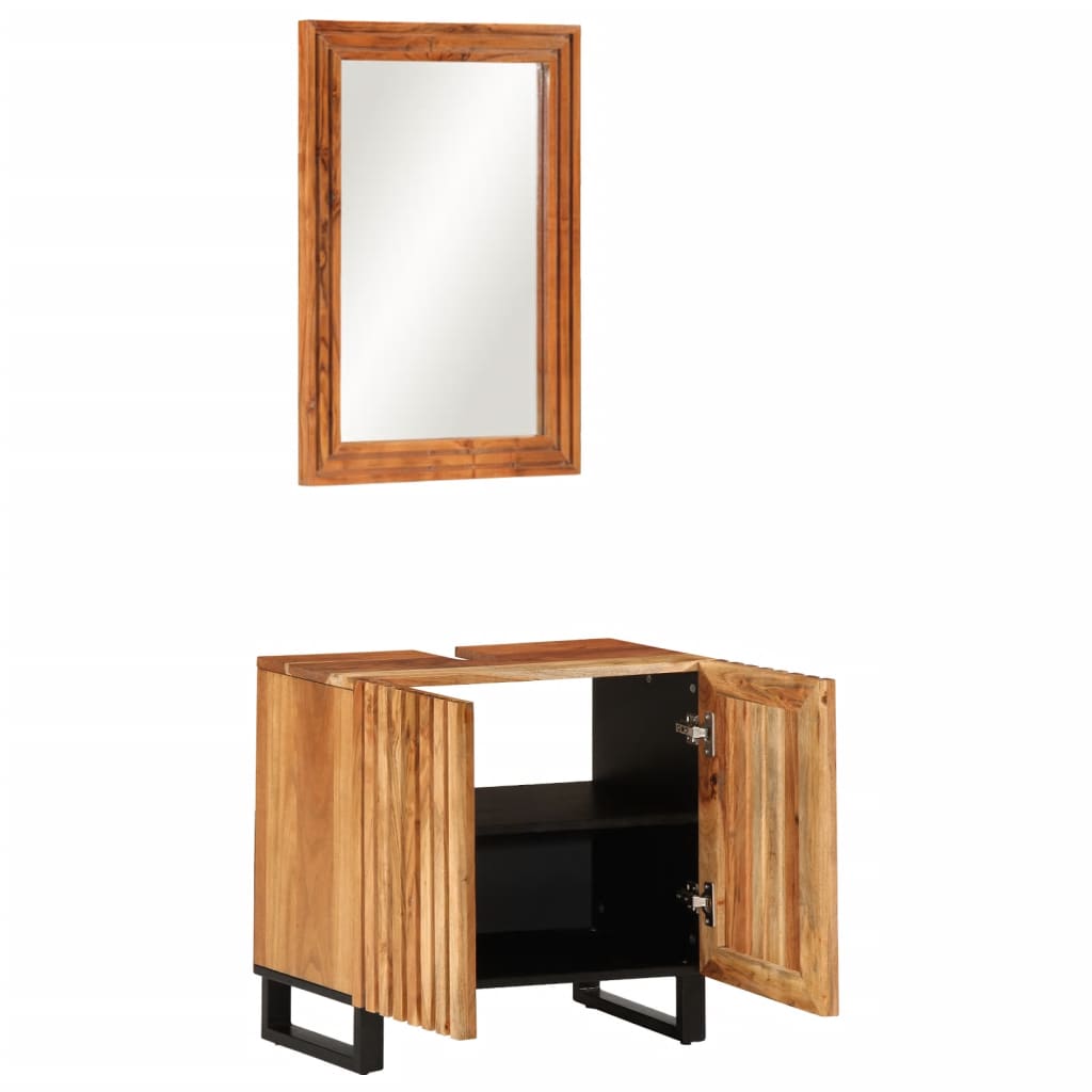 Ensemble de meubles de salle de bain 2 pcs bois massif d'acacia