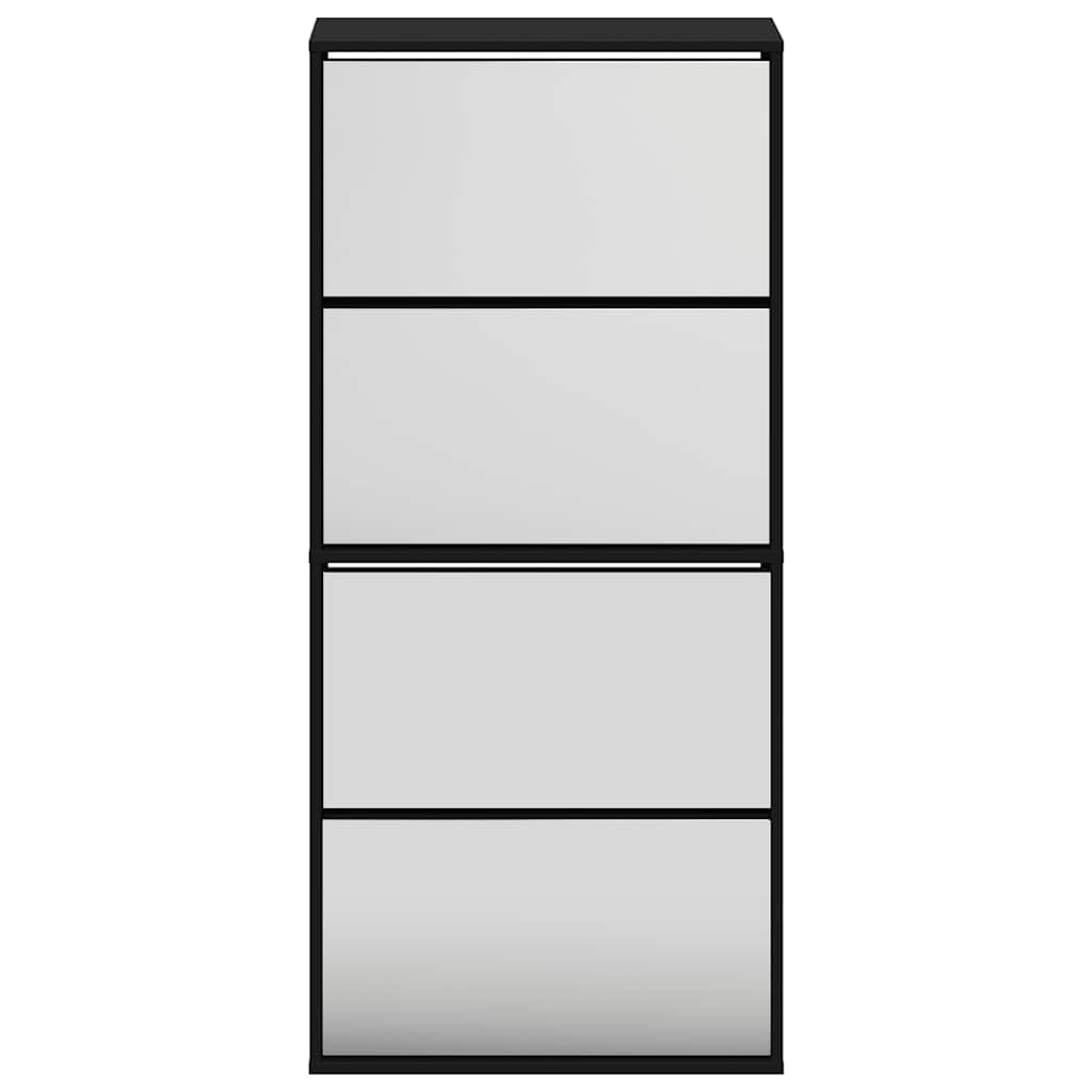 Armoire à chaussures avec miroir à 4 niveaux noir 63x17x134 cm - XIOS