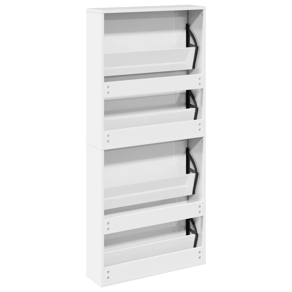 Armoire à chaussures miroir 4 niveaux blanc brillant - XIOS