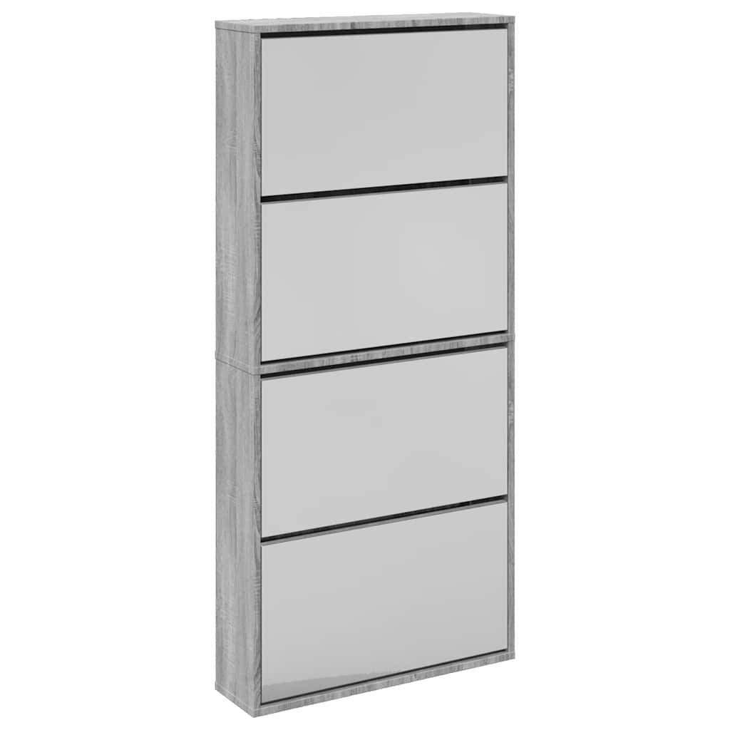 Armoire à chaussures miroir 4 niveaux sonoma gris 63x17x134 cm - XIOS