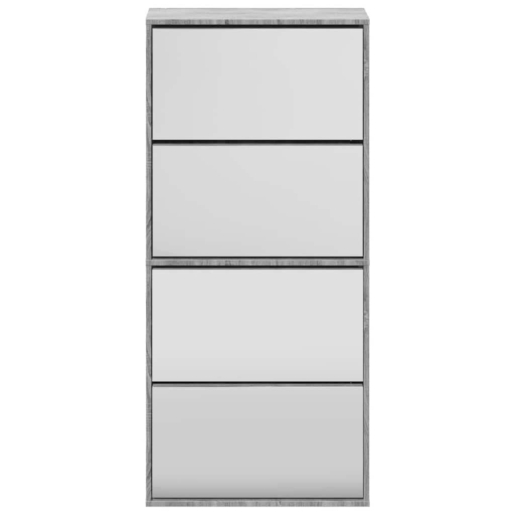 Armoire à chaussures miroir 4 niveaux sonoma gris 63x17x134 cm - XIOS