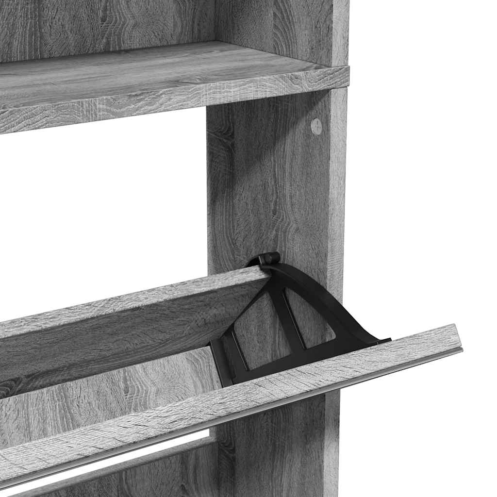 Armoire à chaussures miroir 4 niveaux sonoma gris 63x17x134 cm - XIOS