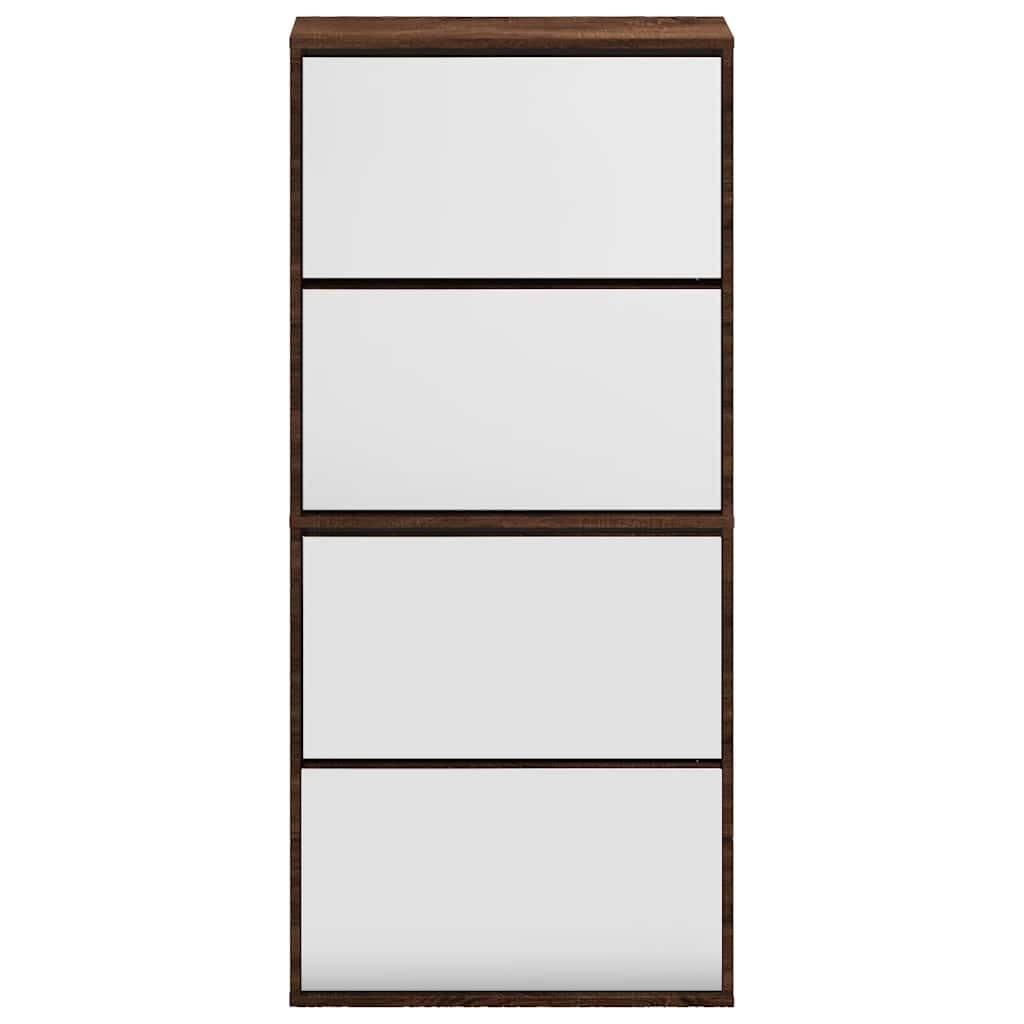 Armoire à chaussures miroir 4 niveaux chêne marron 63x17x134 cm - XIOS