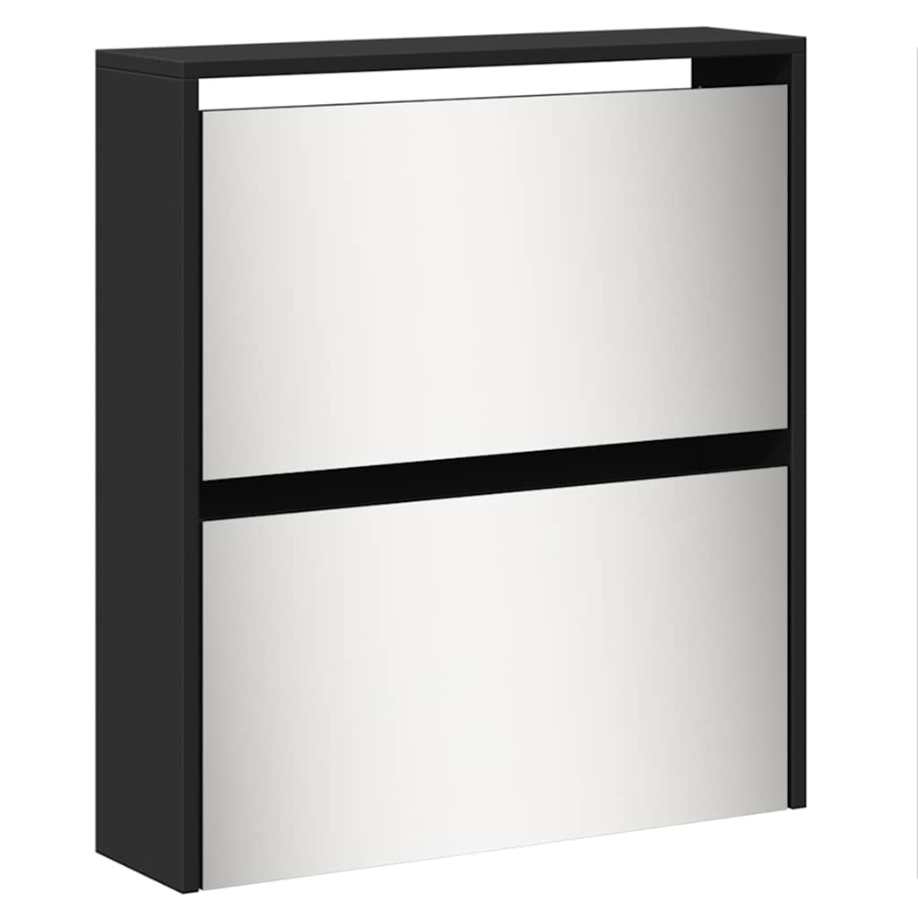 Armoire à chaussures avec miroir 5 niveaux noir 63x17x169,5 cm - XIOS