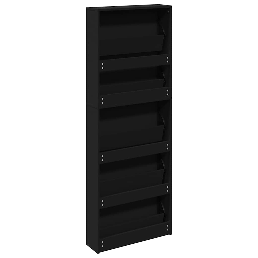 Armoire à chaussures avec miroir 5 niveaux noir 63x17x169,5 cm - XIOS