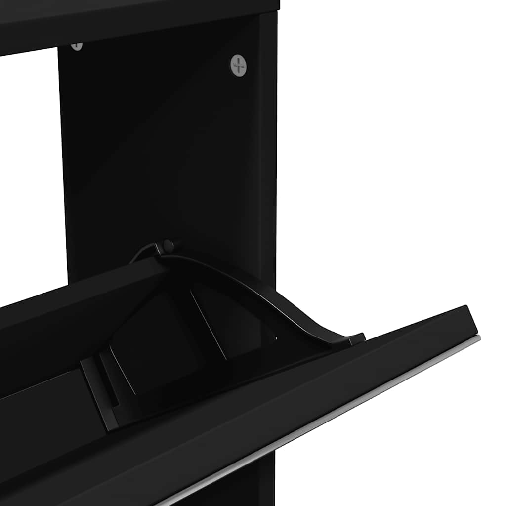 Armoire à chaussures avec miroir 5 niveaux noir 63x17x169,5 cm - XIOS