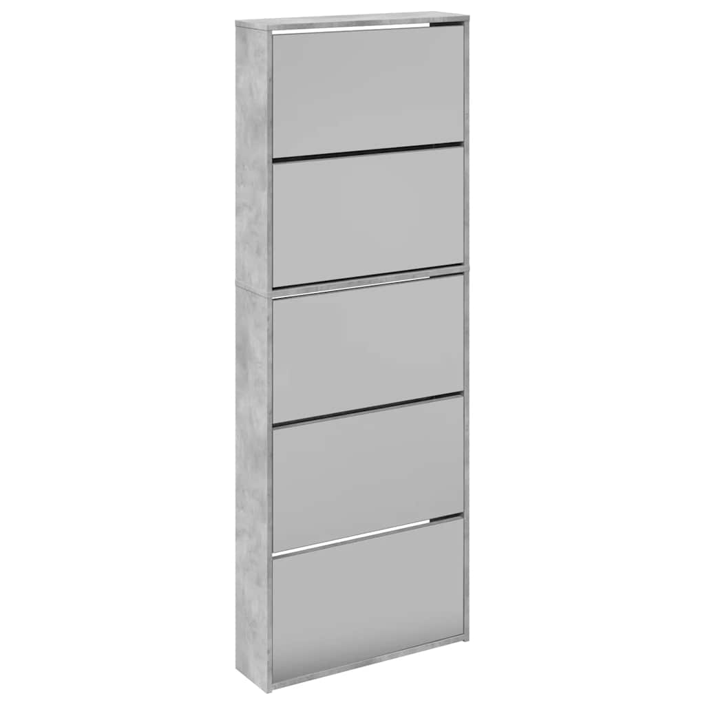 Armoire à chaussures miroir 5 niveaux gris béton 63x17x169,5 cm - XIOS