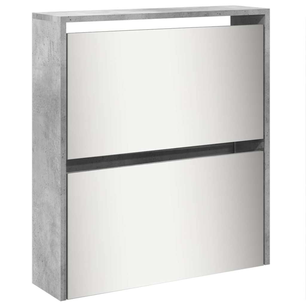 Armoire à chaussures miroir 5 niveaux gris béton 63x17x169,5 cm - XIOS