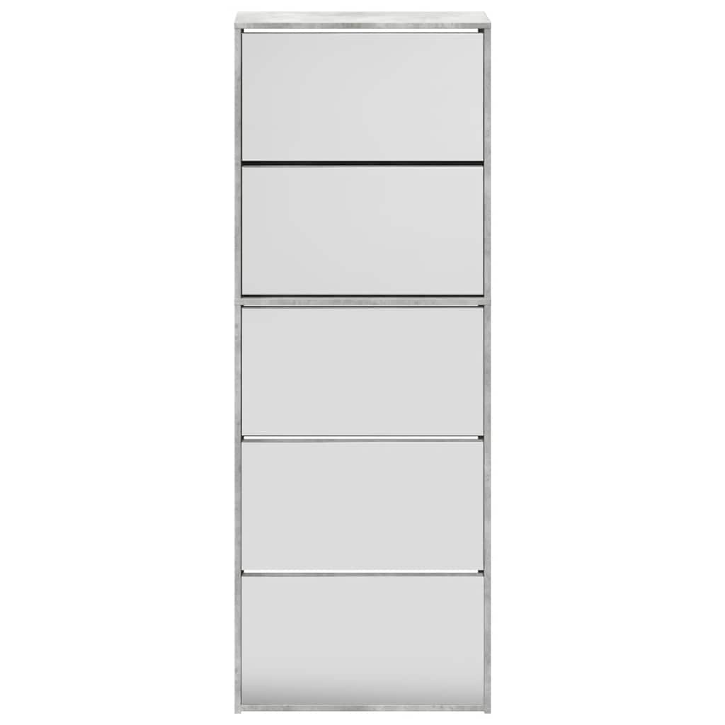 Armoire à chaussures miroir 5 niveaux gris béton 63x17x169,5 cm - XIOS