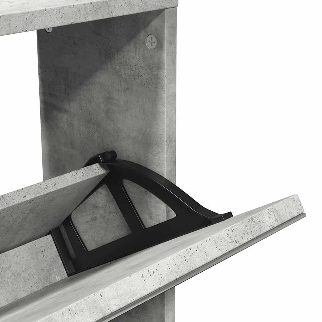Armoire à chaussures miroir 5 niveaux gris béton 63x17x169,5 cm - XIOS