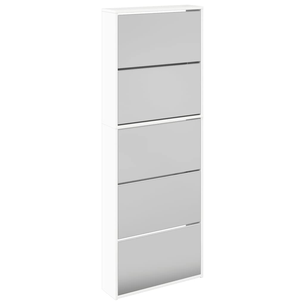 Armoire chaussures miroir 5niveaux blanc brillant 63x17x169,5cm - XIOS