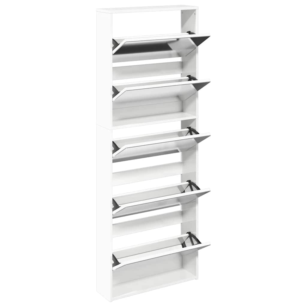 Armoire chaussures miroir 5niveaux blanc brillant 63x17x169,5cm - XIOS