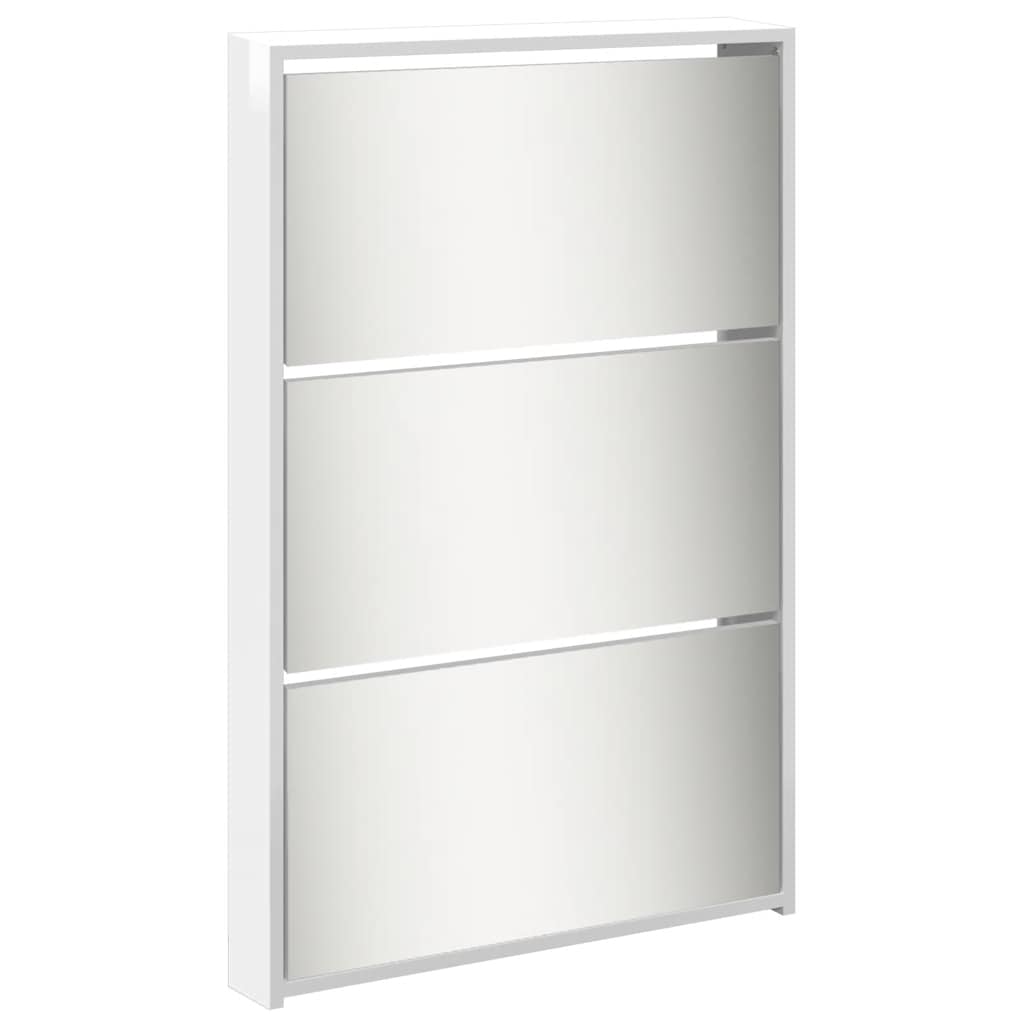 Armoire chaussures miroir 5niveaux blanc brillant 63x17x169,5cm - XIOS