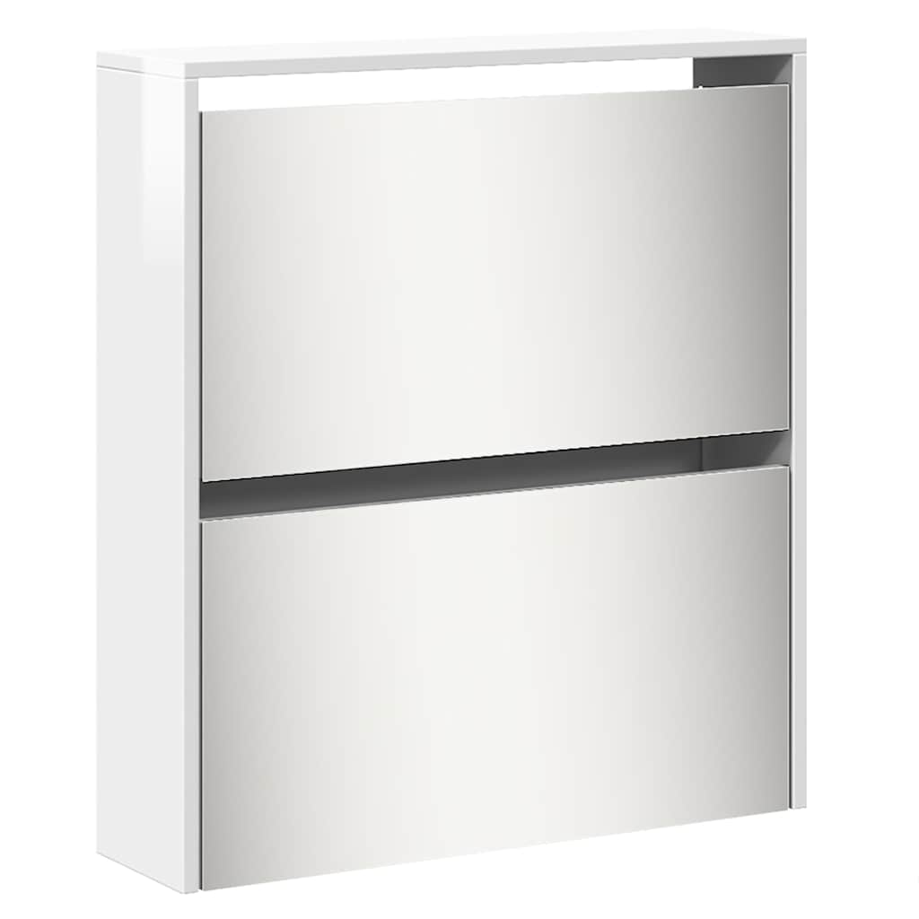 Armoire chaussures miroir 5niveaux blanc brillant 63x17x169,5cm - XIOS