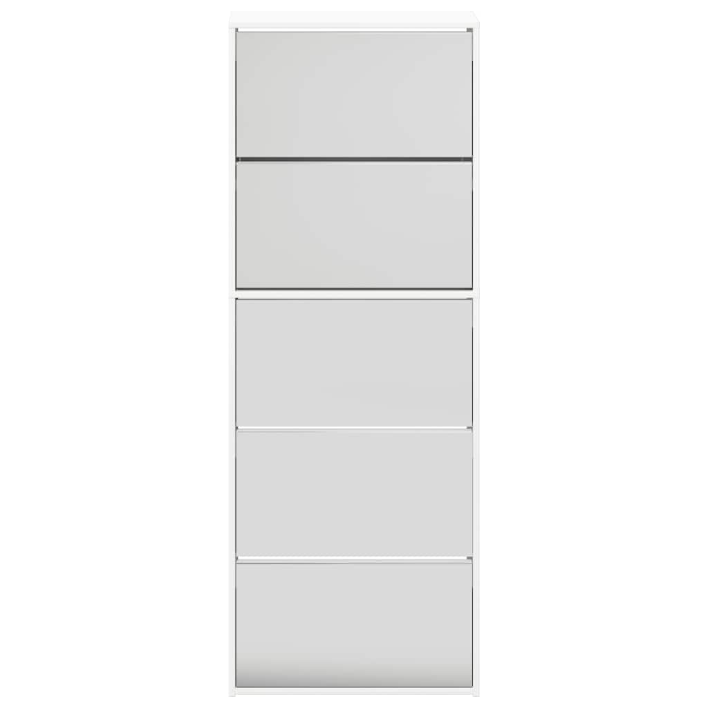 Armoire chaussures miroir 5niveaux blanc brillant 63x17x169,5cm - XIOS