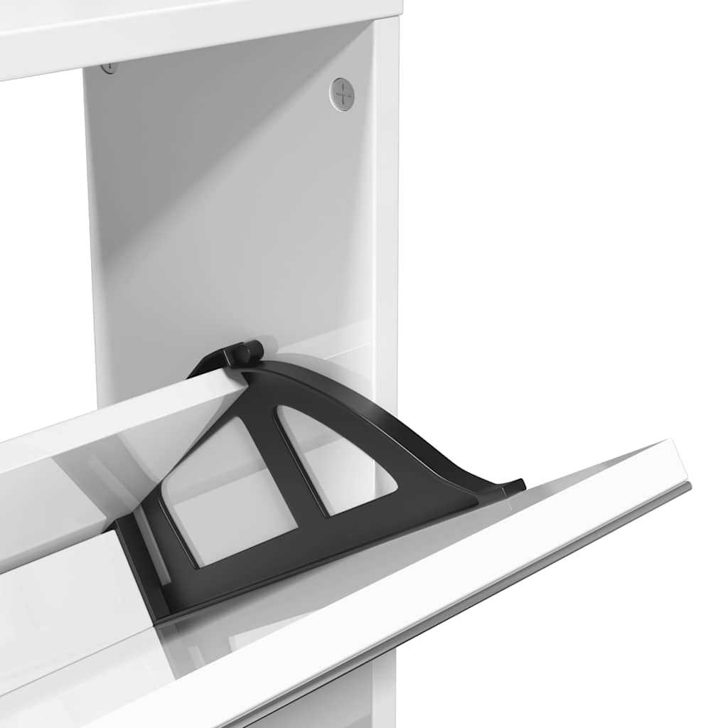 Armoire chaussures miroir 5niveaux blanc brillant 63x17x169,5cm - XIOS