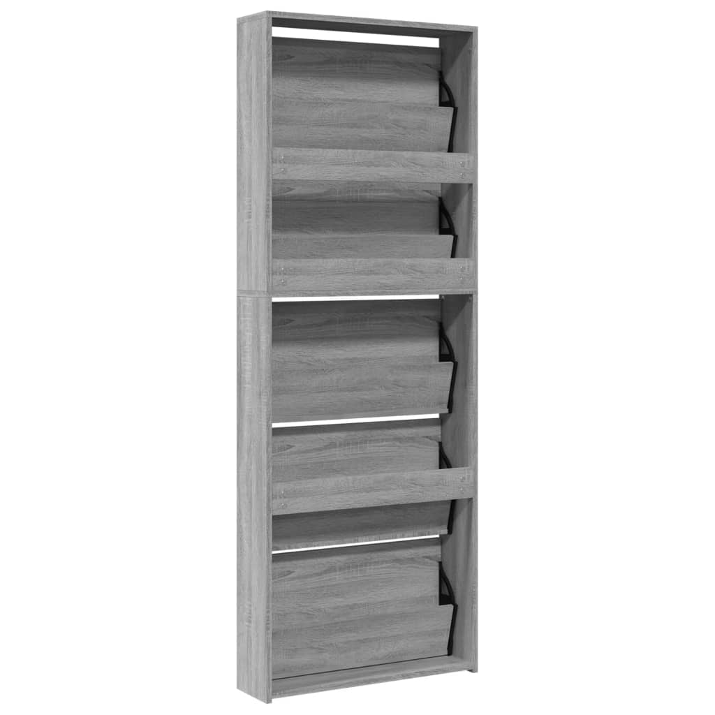 Armoire à chaussures miroir 5 niveaux sonoma gris 63x17x169,5cm - XIOS