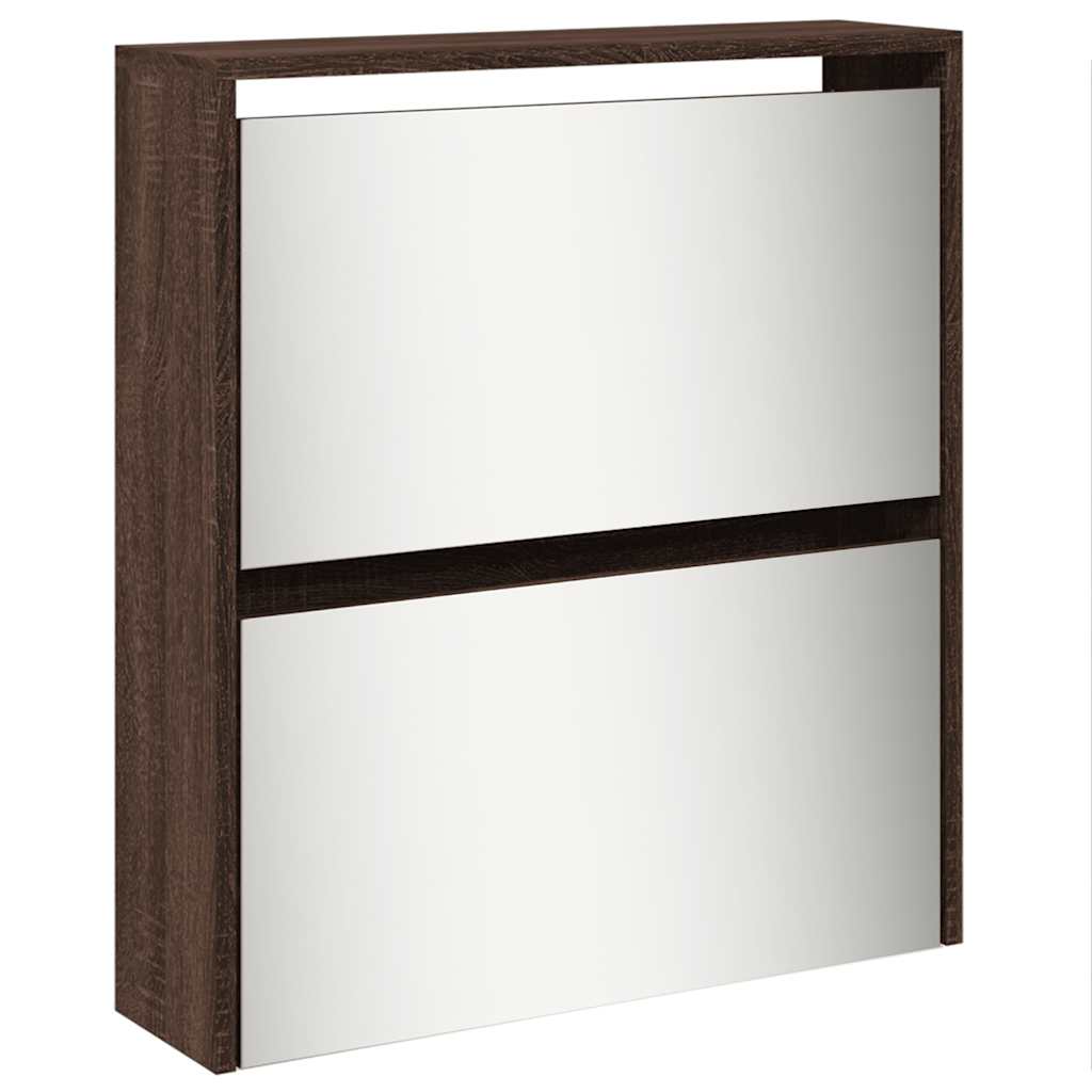 Armoire à chaussures miroir 5niveaux Chêne marron 63x17x169,5cm - XIOS
