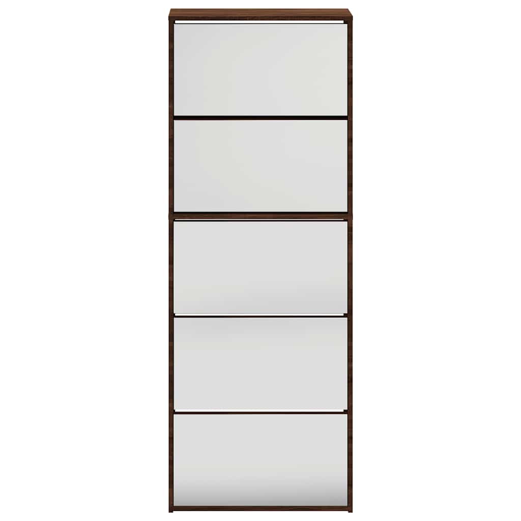 Armoire à chaussures miroir 5niveaux Chêne marron 63x17x169,5cm - XIOS