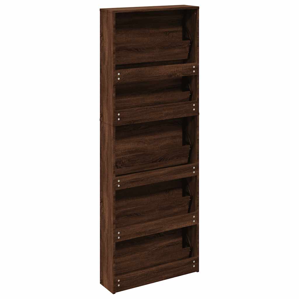 Armoire à chaussures miroir 5niveaux Chêne marron 63x17x169,5cm - XIOS
