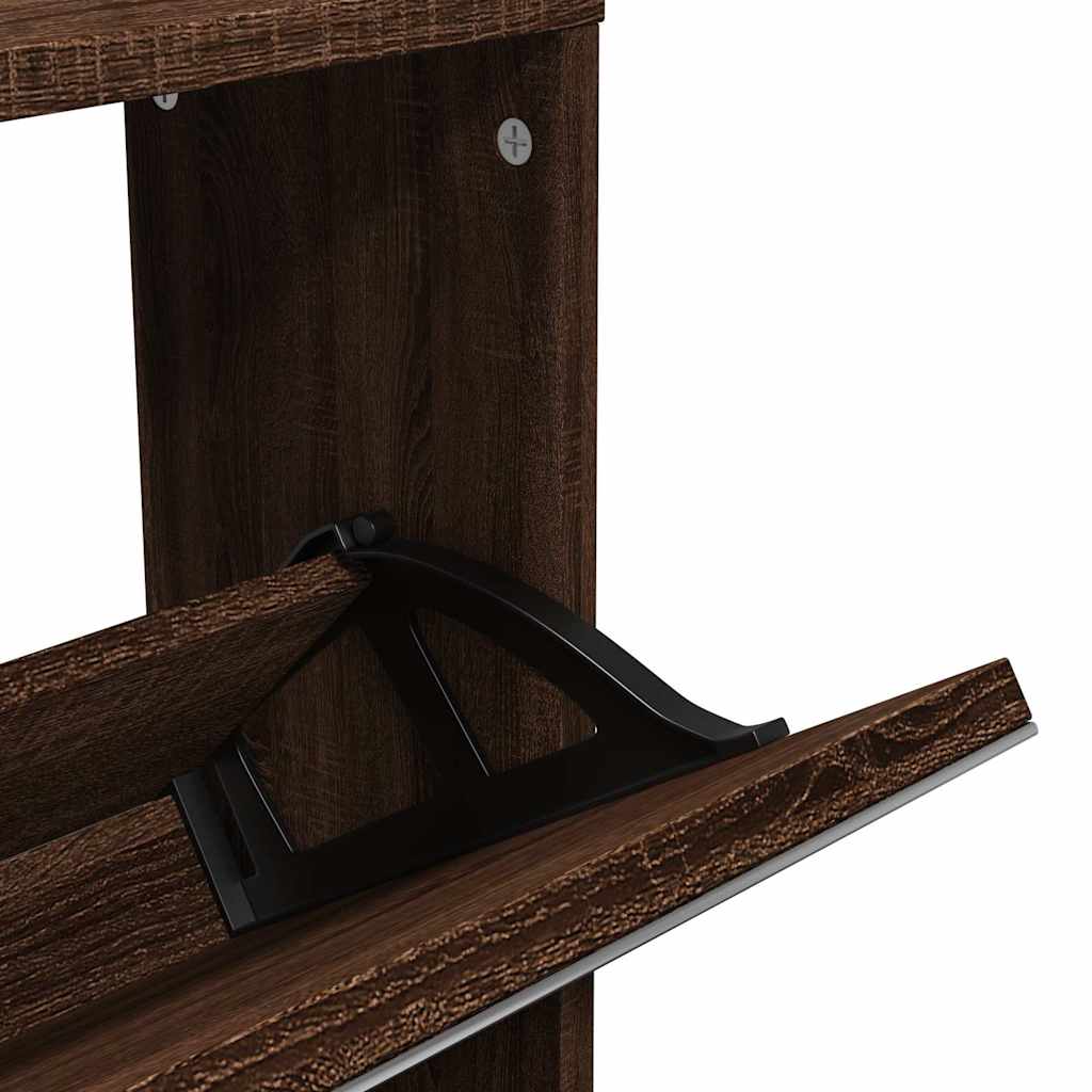 Armoire à chaussures miroir 5niveaux Chêne marron 63x17x169,5cm - XIOS