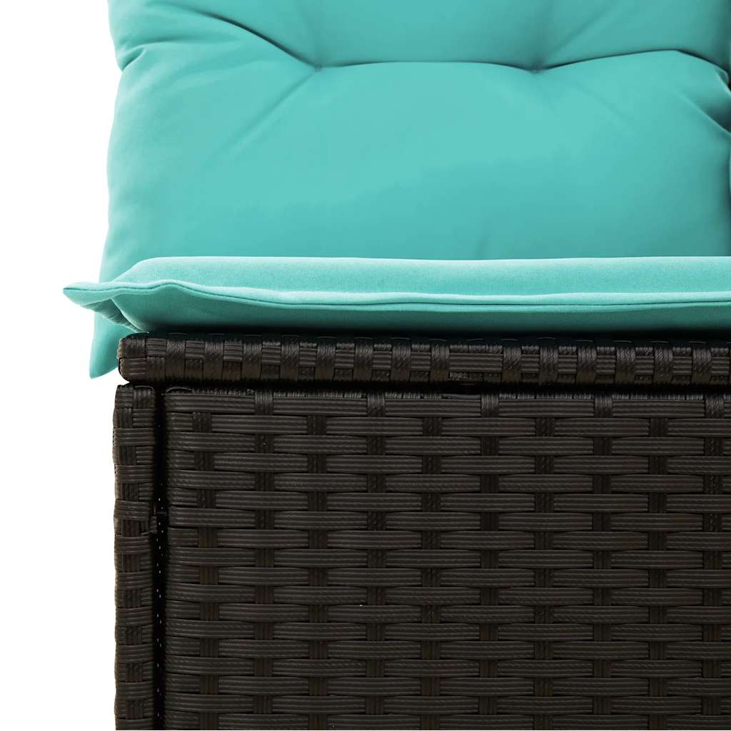 Ensemble de canapé de jardin 9 pcs avec coussins noir résine tressée