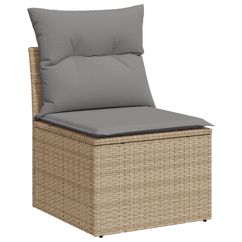 Ensemble de canapé de jardin 6 pcs avec coussins en rotin synthétique beige