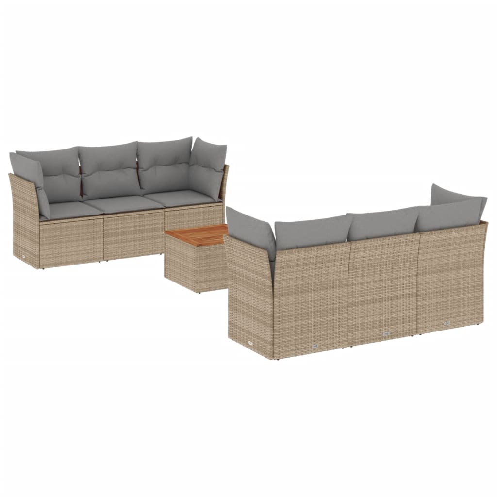 Salon de jardin avec coussins 7pcs mélange beige résine tressée