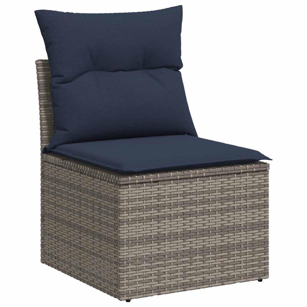 Ensemble de canapé de jardin 6 pcs avec coussins gris résine tressée