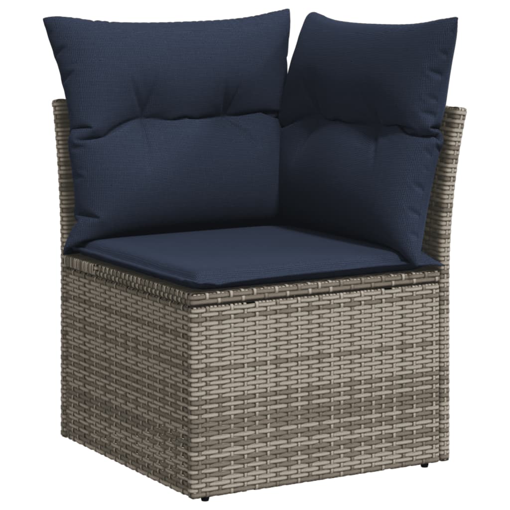 Ensemble de canapé de jardin 8 pcs avec coussins gris résine tressée