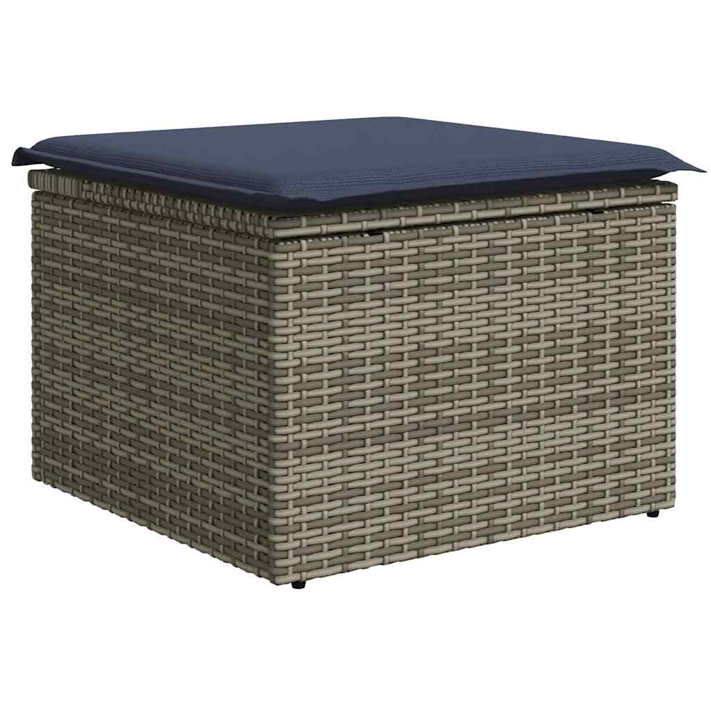 Ensemble de canapé de jardin 9 pcs avec coussins gris résine tressée