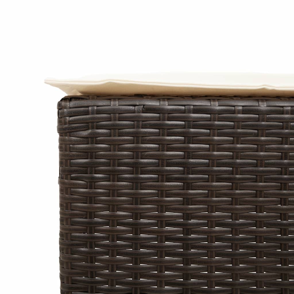 Ensemble de bar de jardin 3 pcs et coussins brun résine tressée