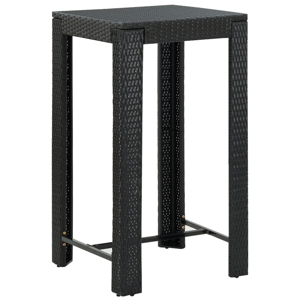 Ensemble de bar de jardin 3 pcs avec coussins noir poly rotin
