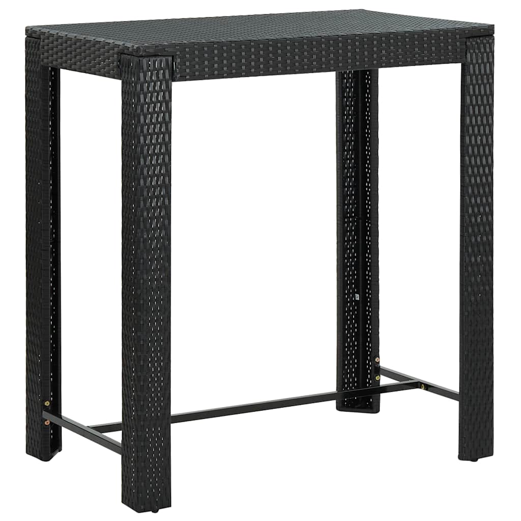 Ensemble de bar de jardin 7 pcs avec coussins noir poly rotin