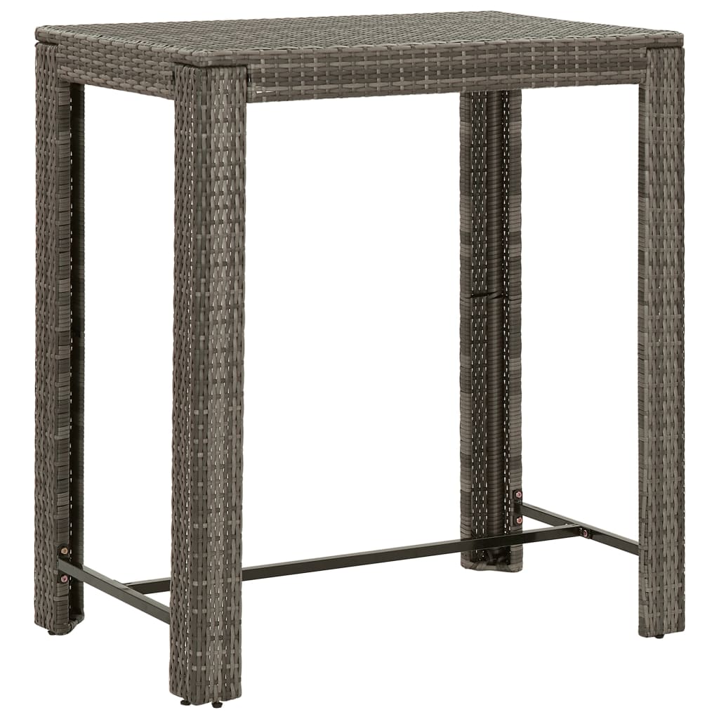 Ensemble de bar de jardin 7 pcs avec coussins gris poly rotin