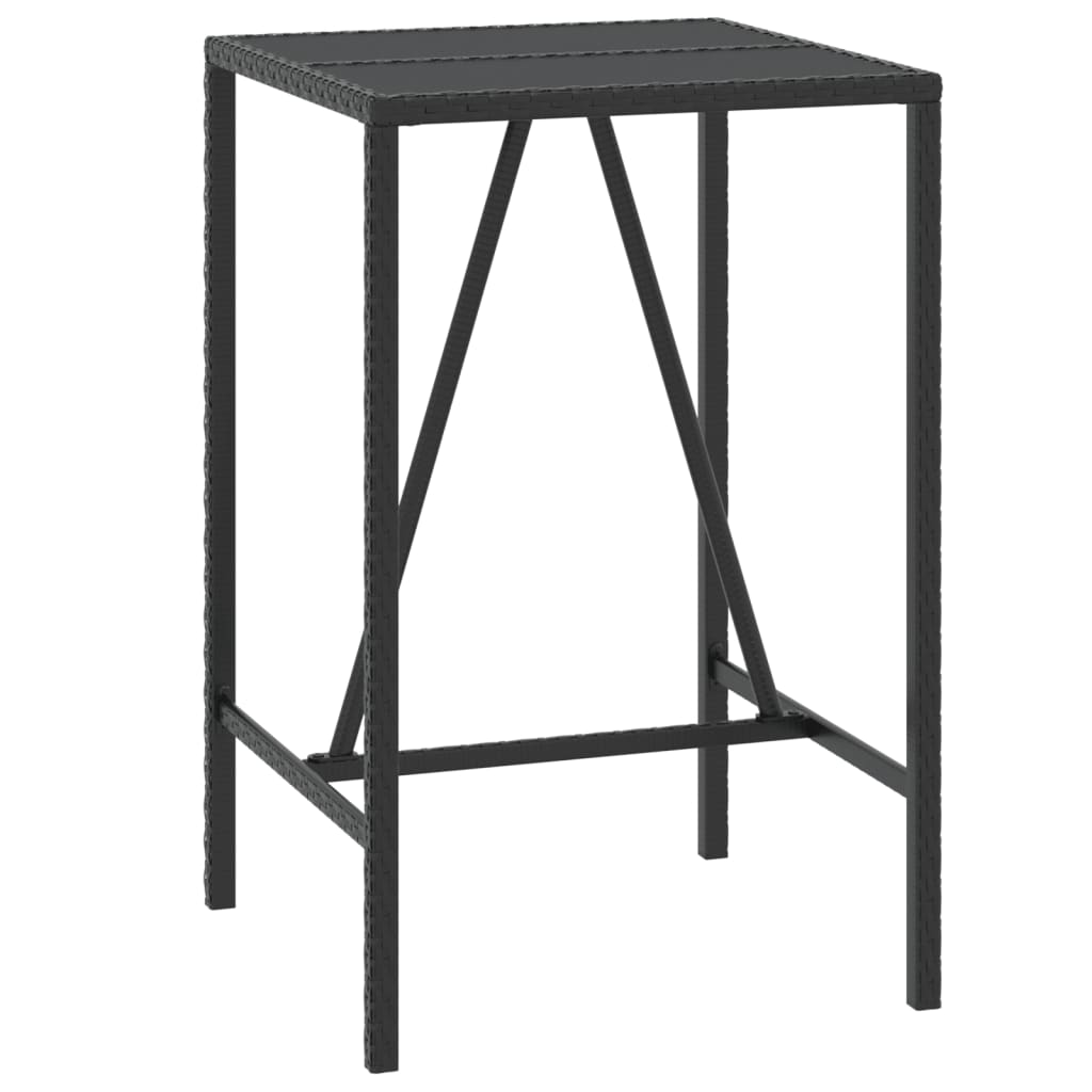 Ensemble de bar de jardin 3 pcs avec coussins noir poly rotin