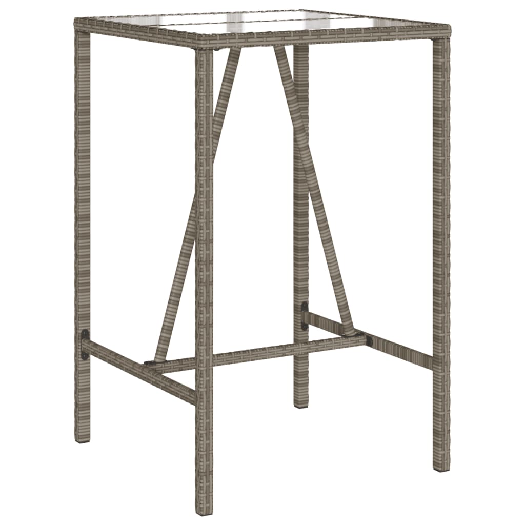 Ensemble de bar de jardin 3 pcs et coussins gris résine tressée
