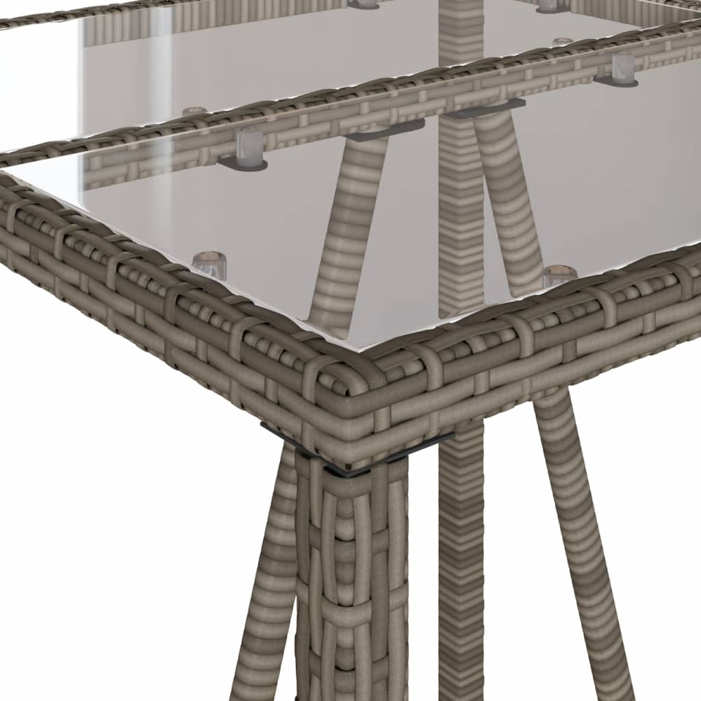 Ensemble de bar de jardin 3 pcs et coussins gris résine tressée
