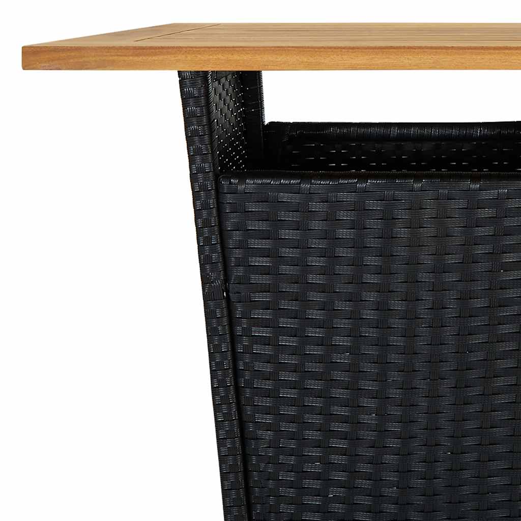 Ensemble de bar de jardin 3 pcs avec coussins noir poly rotin