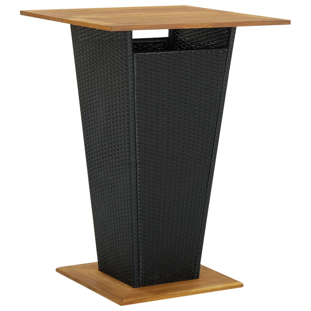 Ensemble de bar de jardin 3 pcs avec coussins noir poly rotin