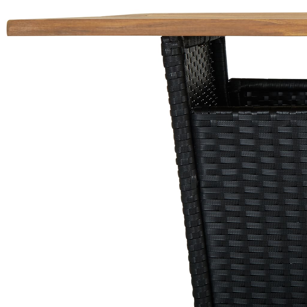 Ensemble de bar de jardin 3 pcs avec coussins noir poly rotin