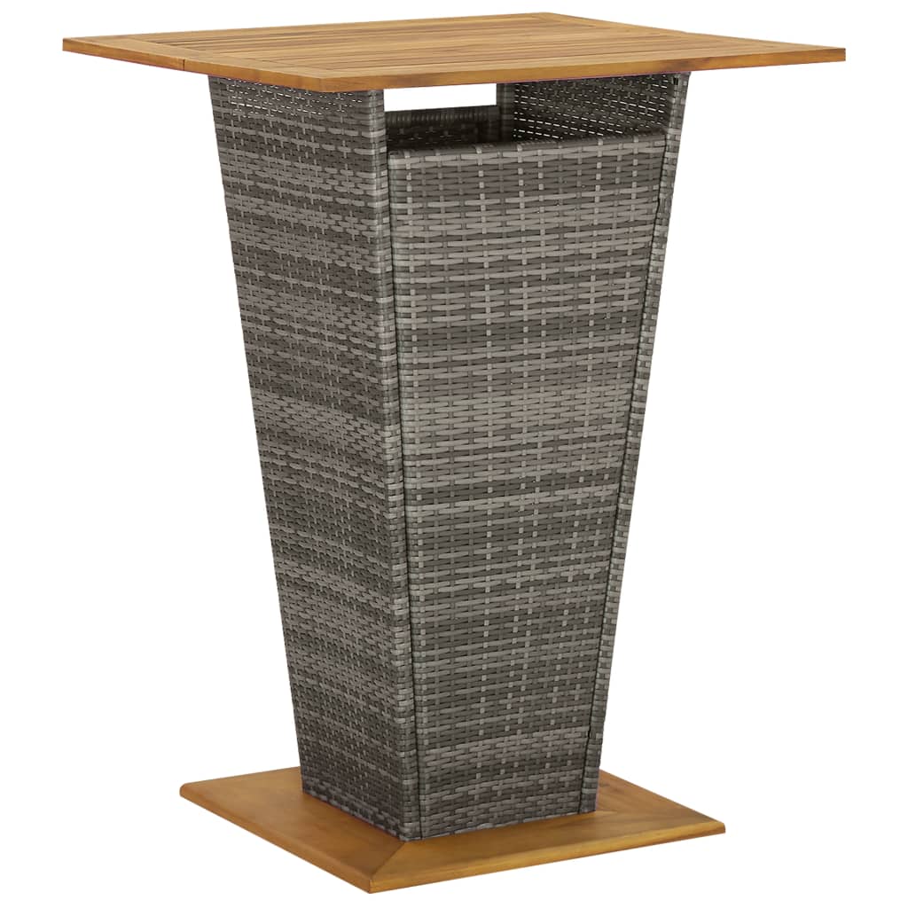 Ensemble de bar de jardin 3 pcs et coussins gris résine tressée