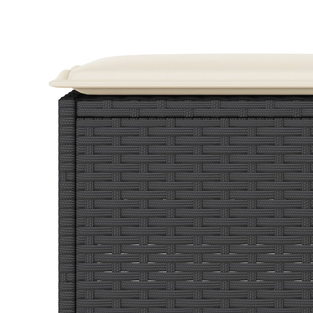 Ensemble de bar de jardin 3 pcs avec coussins noir poly rotin