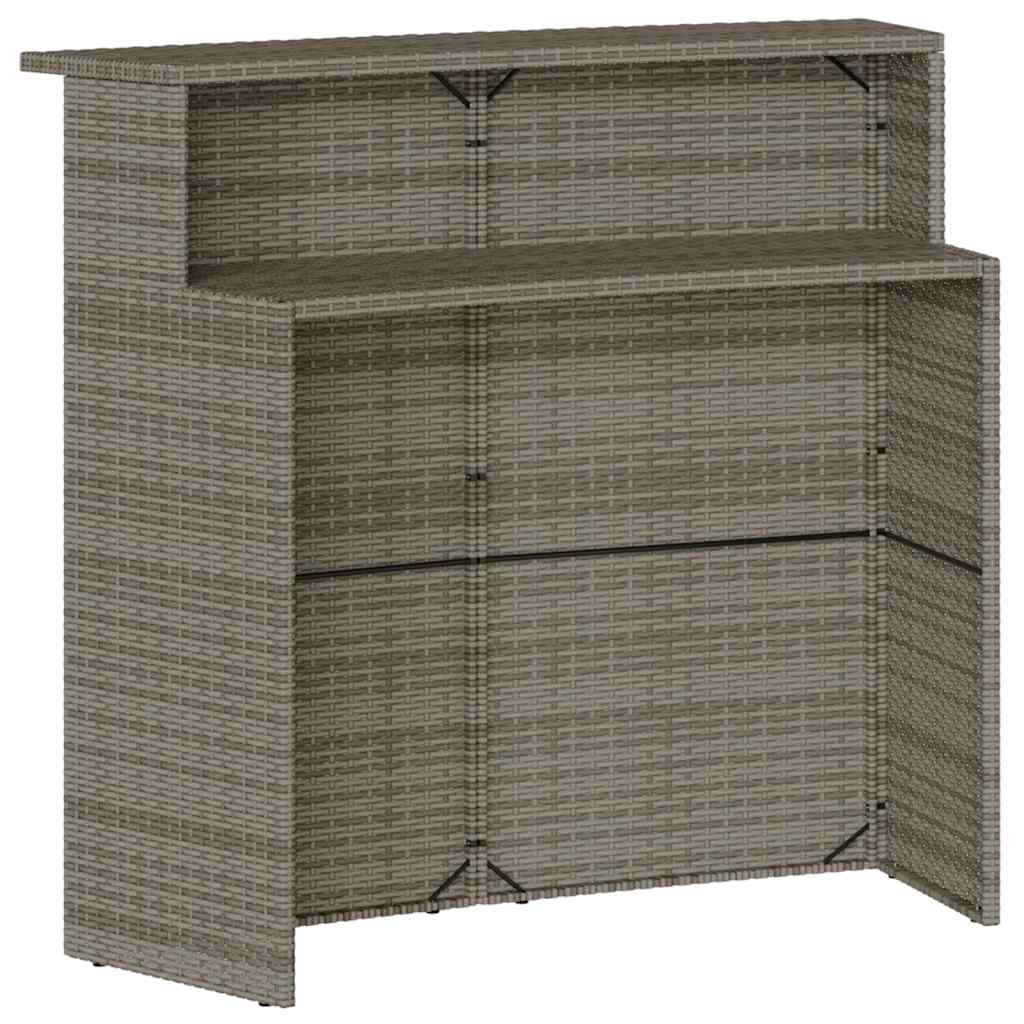 Ensemble de bar de jardin 3 pcs et coussins gris résine tressée